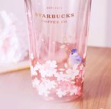 Starbucks 2022 China Sakura Pink 20oz Double Wall Glass Cup with sakura topper