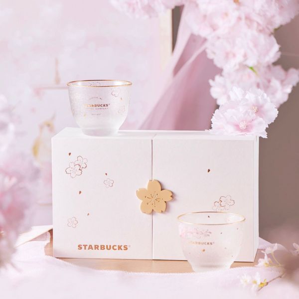 Starbucks 2022 China Sakura Blossom 6oz Glass Cup Set with gift box