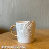 Starbucks 2022 China 3D White Camellia Gold Handle 14oz Mug