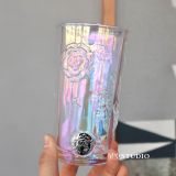 Starbucks 2022 China Camellia Relief Siren Logo 15oz Glass Cup