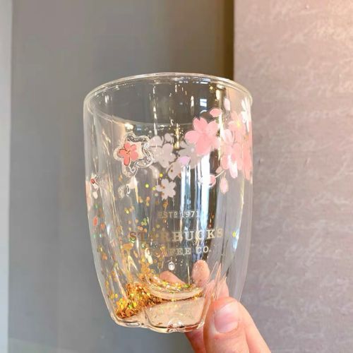 Starbucks 2022 China Sakura 12oz Double Wall Glass Cup