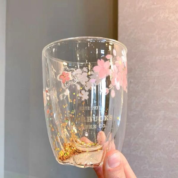 Starbucks 2022 China Sakura 12oz Double Wall Glass Cup