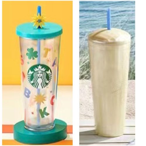 US$ 99.99 - Starbucks 2022 Korea Summer Sunflower and White Dome 24oz two Cups  Set ship after 12th Apr. - m.