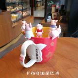 Starbucks 2019 China Year Of The Pig Rim Clips Five Pig toys Set no mug