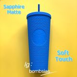 Starbucks Sapphire Soft Touch Matte 24oz Studded Cup Tumbler with some white and peel on the surface