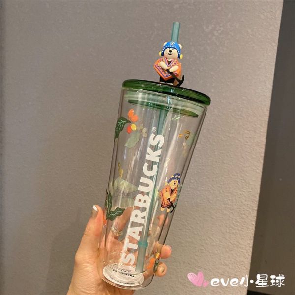 Starbucks 2020 China Coffee Farmer Bear 20oz Glass Cup