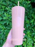 Starbucks Coral Pink Jewel Coral Pink Grid Blue Jewel Cup Tumbler