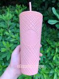 Starbucks Coral Pink Jewel Coral Pink Grid Blue Jewel Cup Tumbler