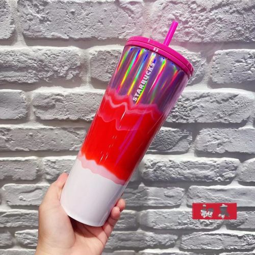 Starbucks 2022 Taiwan Pink Red White Wave 24oz Cup Tumbler