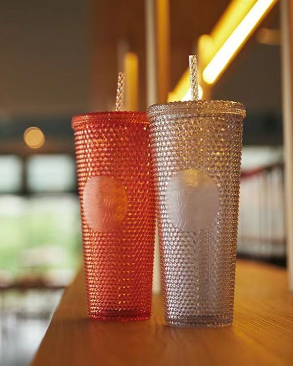Preorder Starbucks 2022 transparent blue or orange bling 24oz Studded Cup Tumbler Ship in the middle of July