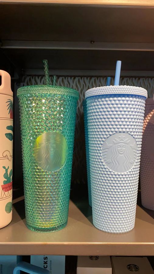 Starbucks 2022 Thailand Blue Sky Matte or Green Bling Studded 24oz Cup Tumbler