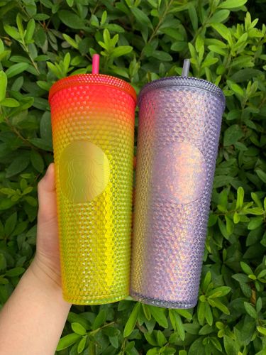 Summer Promotion Starbucks 2021&22 Purple Glitter and Sunset 24oz Studded Two Cups Tumblers