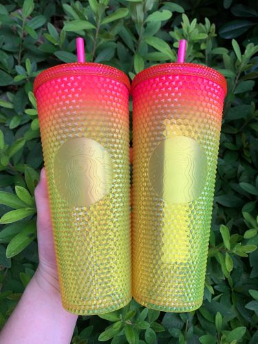 US$ 85.99 - Summer Promotion Starbucks 2022 China Sunset Yellow and pink  24oz Studded Two Cups Tumblers - m.alexstarcups.com