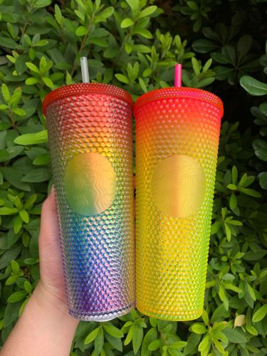 Summer Promotion Starbucks China Rainbow and Sunset 24oz Studded two Cups Tumblers