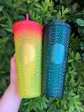 Summer Promotion Starbucks China Green Studded and Sunset Studded 24oz Two Cups Tumblers