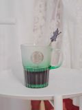 Starbucks 2022 China Gradient Green 14oz Glass Cup with Bear Stick