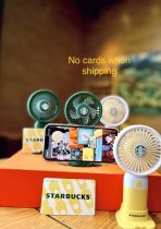 Starbucks 2022 China Summer Mini Yellow or Green Fan Mobile phone bracket USB can't ship to HI