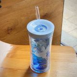 Starbucks 2022 China Summer Contigo Blue Carousel 16oz Plastic Double Wall Straw Cup Tumbler