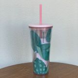 Starbucks 2022 Taiwan Dews on Leaves 20oz and Home Greenery 24oz Plastic Cup Tumbler