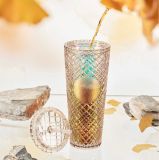 Starbucks 2022 China Autumn Milky Tea Champagne Gold Jewel 24oz Cup Tumbler