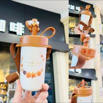 Starbucks 2022 China Autumn Maple Leaves Squirrel Topper 13oz SS Cup Tumbler