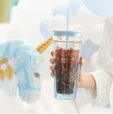 Starbucks 2022 China Summer Blue Gradient Carousel 20oz Glass Cup Tumbler no glitter