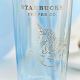 Starbucks 2022 China Summer Blue Gradient Carousel 20oz Glass Cup Tumbler no glitter