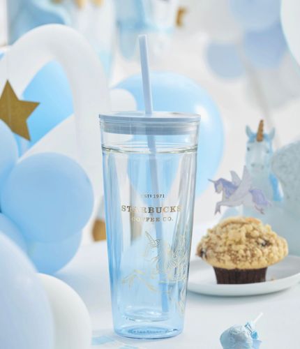 Starbucks 2022 China Summer Blue Gradient Carousel 20oz Glass Cup Tumbler no glitter