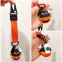 Starbucks 2022 Taiwan Halloween Black Cat and Pumpkin Keychain