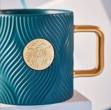 Starbucks 2022 China Blue Green Stripe Siren Logo 14oz Mug with Stick