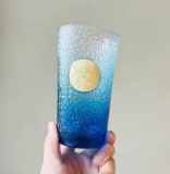 Starbucks 2022 China Blue Gradient 15oz Glass Two Cups Set with Gift Box