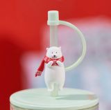 Starbucks 2022 China Christmas Present Polar Bear Topper 20oz Glass Cup