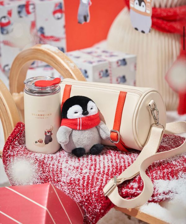 Starbucks 2022 China Christmas Penguin 12oz SS Cup Tumbler with Bag