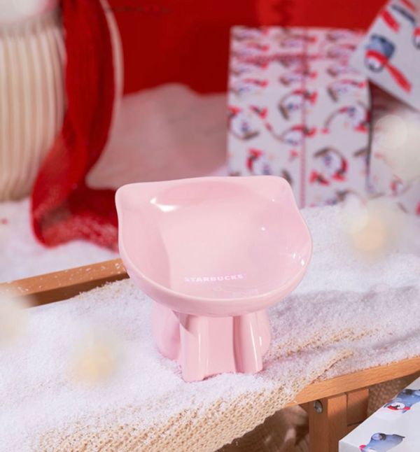 Starbucks 2022 China Christmas Pink Ceramics Pet Bowl