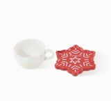 Starbucks 2022 China Christmas 12oz Mug with Snowflake Coaster