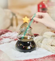Starbucks 2022 China Christmas Tree 22oz Glass Straw Cup
