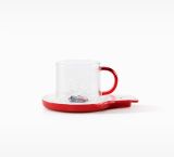 Starbucks 2022 China Christmas 14oz Glass Cup with Polar Bear Coaster