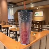 Starbucks 2022 Korea Christmas Green and Red Gradient 24oz Venti Studded Cup Tumbler ship in the middle of Dec.