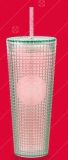 Starbucks 2022 Thailand Crystal Blue Studded Red Dome Green Grid Cup Ship in the middle of Jan.2023