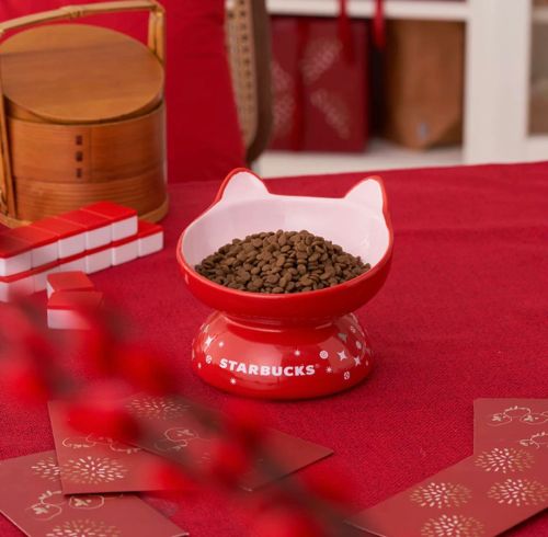 Starbucks 2023 China Red Cat Ears Cute Pet Dog Cat Bowl