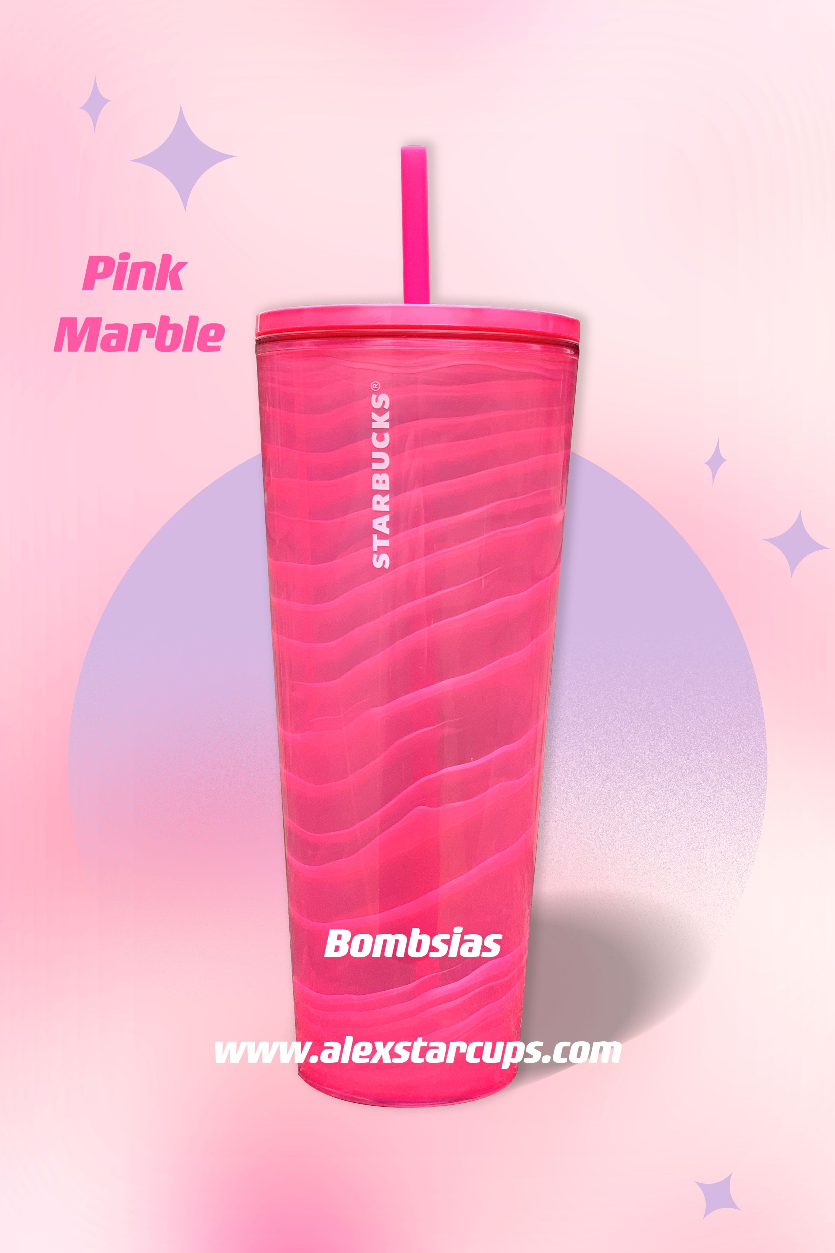 US$ 49.99 - Starbucks 2023 US&CAN Pink Marble 24oz Tumbler In Hand Ship  Soon - m.