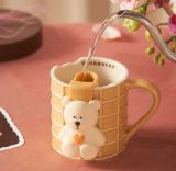 Starbucks 2023 China Valentine's Day Biscuit 11oz Mug with Bear Tea Strainer