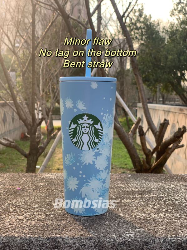 Minor Flaw No tag Starbucks 2023 Blue Flower 16oz SS Cup Tumbler