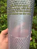 With Flaw StarbucksXDisney Transparent Blue Studded without sku# sticker