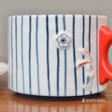 Starbucks 2023 China Cute Rabbit Blue Stripe 12oz Mug
