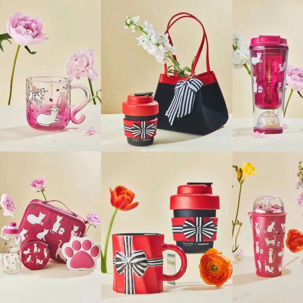 Starbucks 2023 China Kate Spade Pink Cute Cat Series