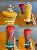 Starbucks 2023 Taiwan Bling Summer Raibow Ombre and Yellow with Elephant Topper Studded