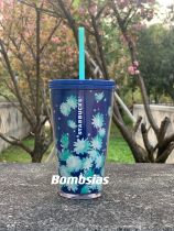 Minor Flaw No Tag Starbucks Blue Flower 16oz Grande Tumbler