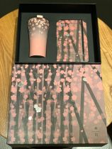 Starbucks 2023 China Reserve Pink Sakura 12oz SS Tumbler with Notebook and Gift Box