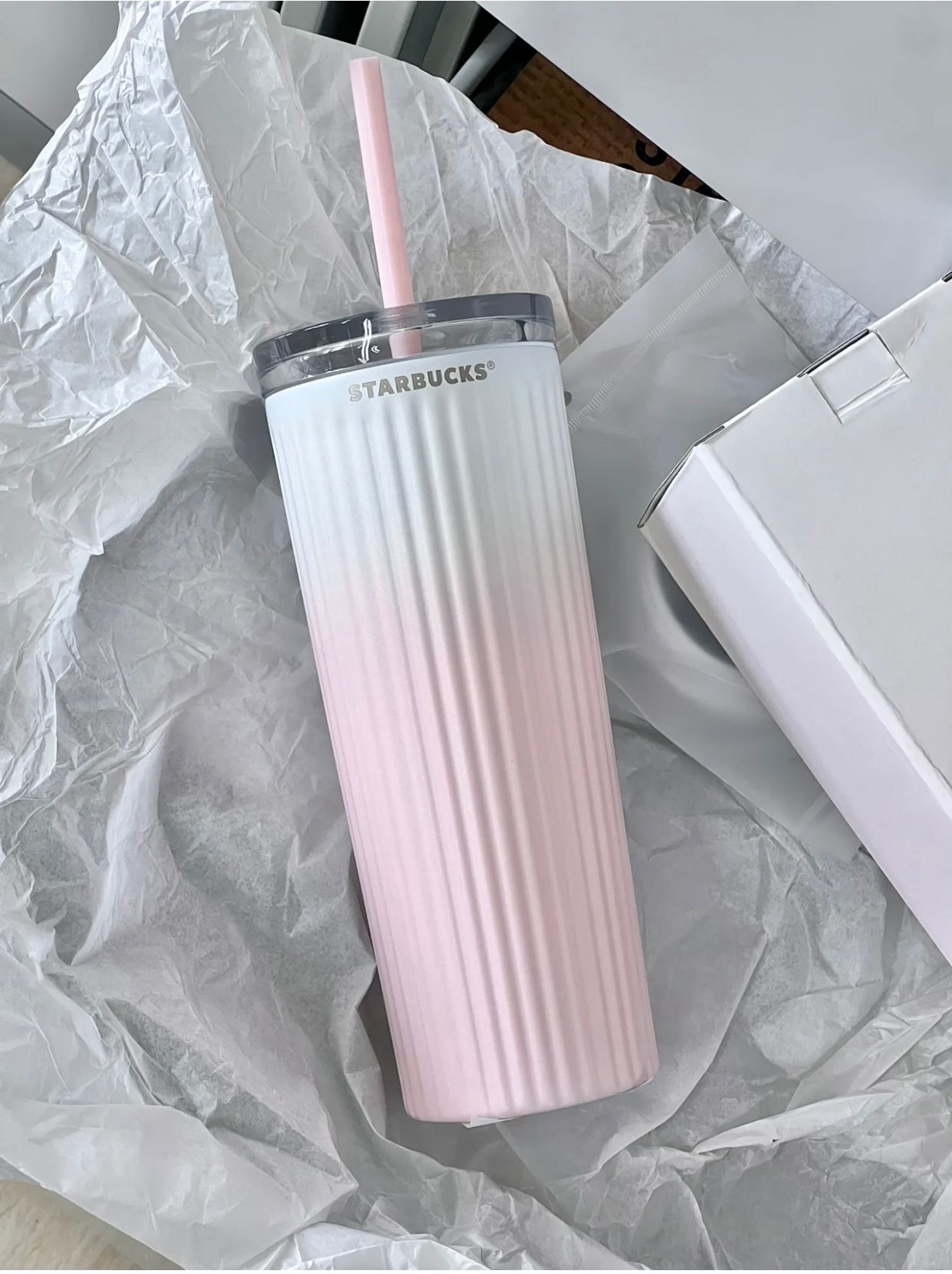 Starbucks China Ombre Peach Pink Gradient Studded Tumbler Cup